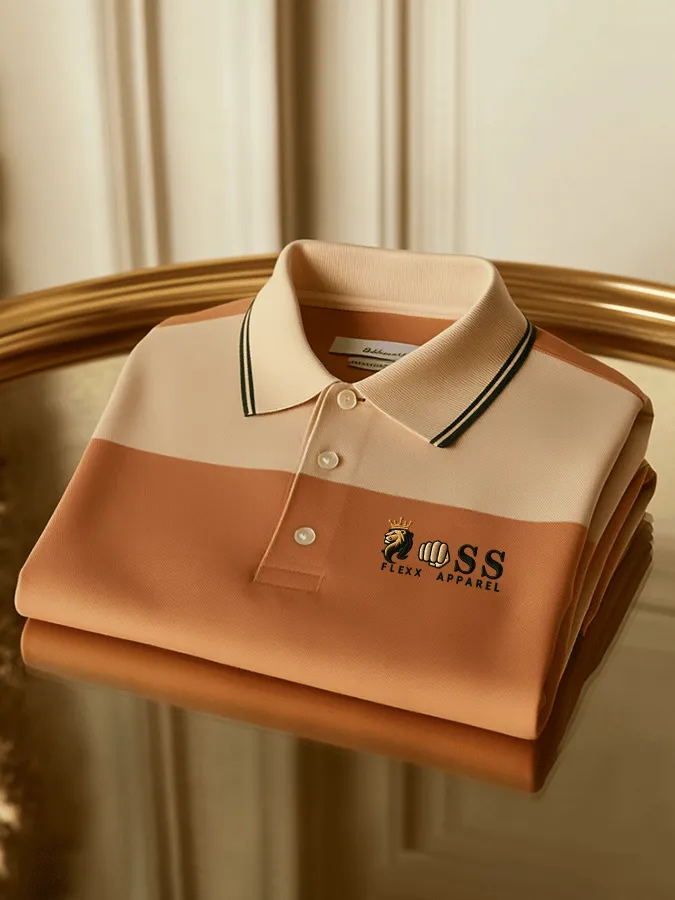Premium Two-Tone Designer Polo Shirt - Luxury Cotton Stretch Polo for Men | Embroidered Logo | XS-6XL